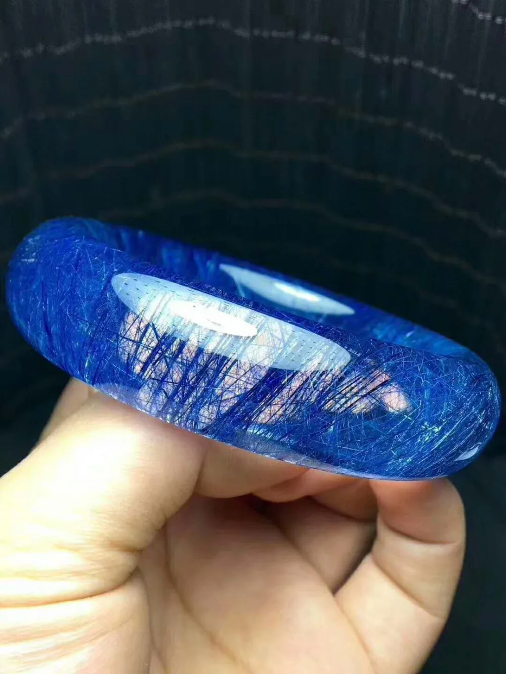 Подлинная синяя натуральная Rutilated кварцевые женские браслеты на запястье