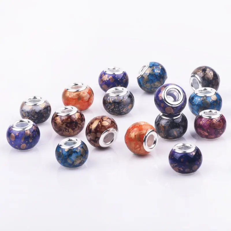 Круглые стеклянные бусины с большим отверстием 10 шт./лот|charm beads|necklace makingbeads fit |