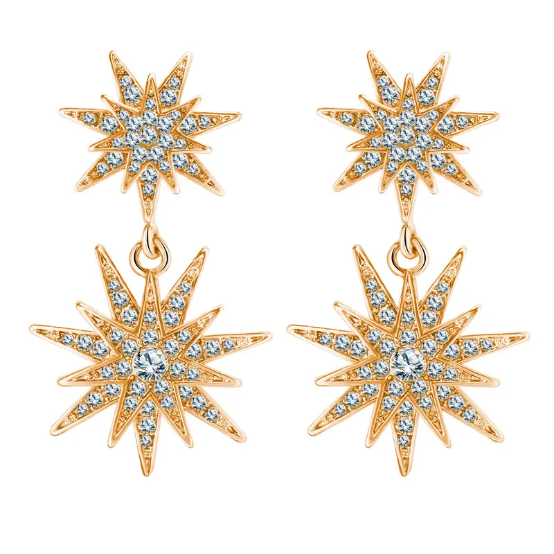 CS504251 Gold 17 км Модные Винтажные золотые серебряные Кристальные металлические Висячие серьги для женщин геометрические массивные Висячие серьги ювелирные изделия Новинка - Окраска металла: CS504251 Gold