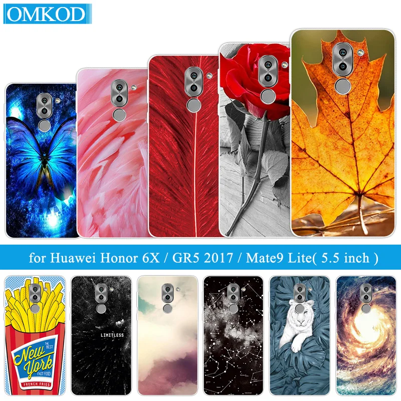 Для Huawei Honor 6X/GR5 2017 чехол мягкий силиконовый задняя крышка черный матовый 5 дюймов