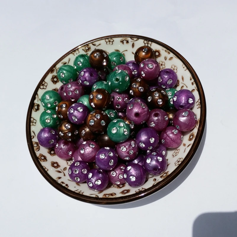 100 шт 8 мм акриловые бусины Стразы круглые смешанные для ювелирных изделий DIY