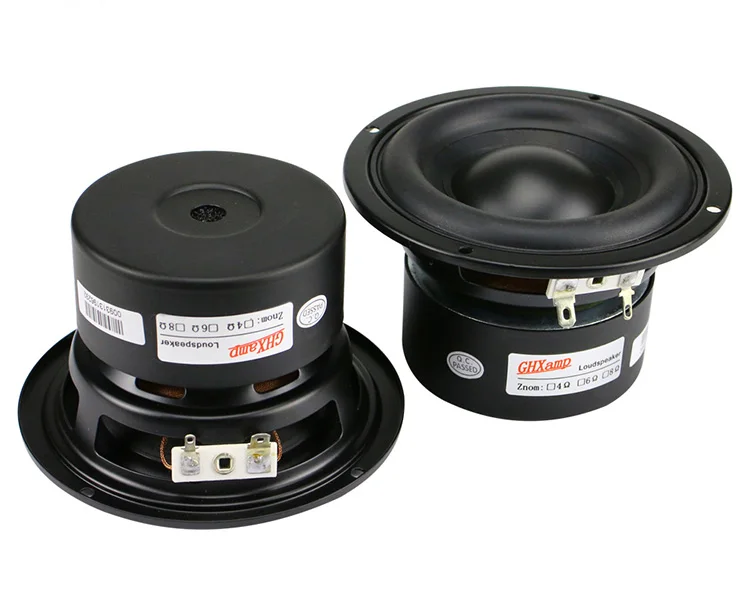 2pcs GHXAMP 4 дюймовый басовый динамик 4OHM Средний НЧ-динамик сабвуфер PP cap 2,1 PC мультимедийный динамик 2 Way Soundbox 40W 1 пара - Цвет: 2pcs