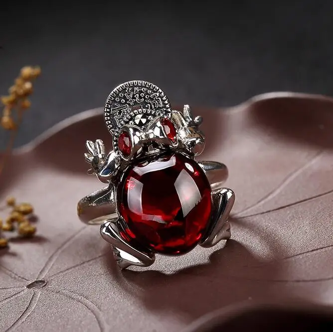 

Fine Jewelry Golden ring, Garnet Ring, female 925, pure silver, ruby, yellow, white and green chalcedony