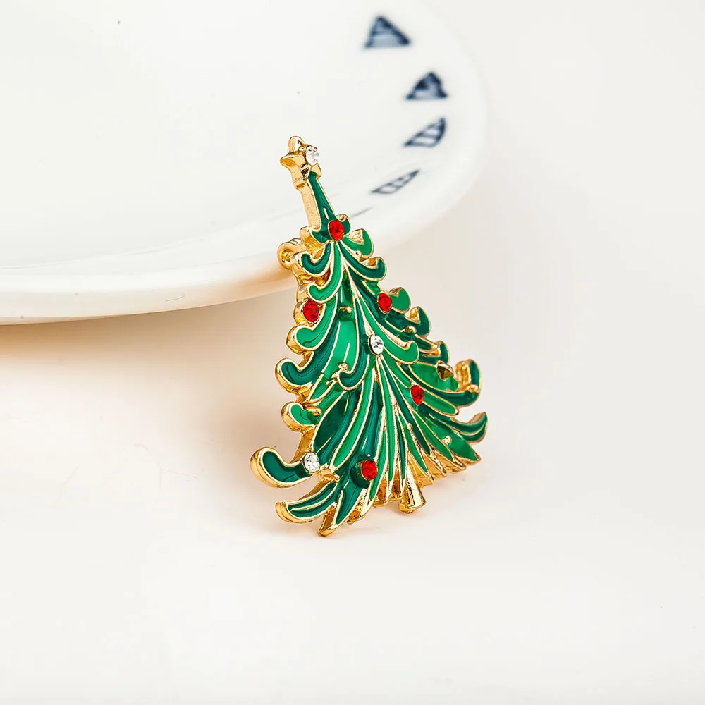 Модная брошь на рождественскую елку милое украшение позолоченная женская шарф
