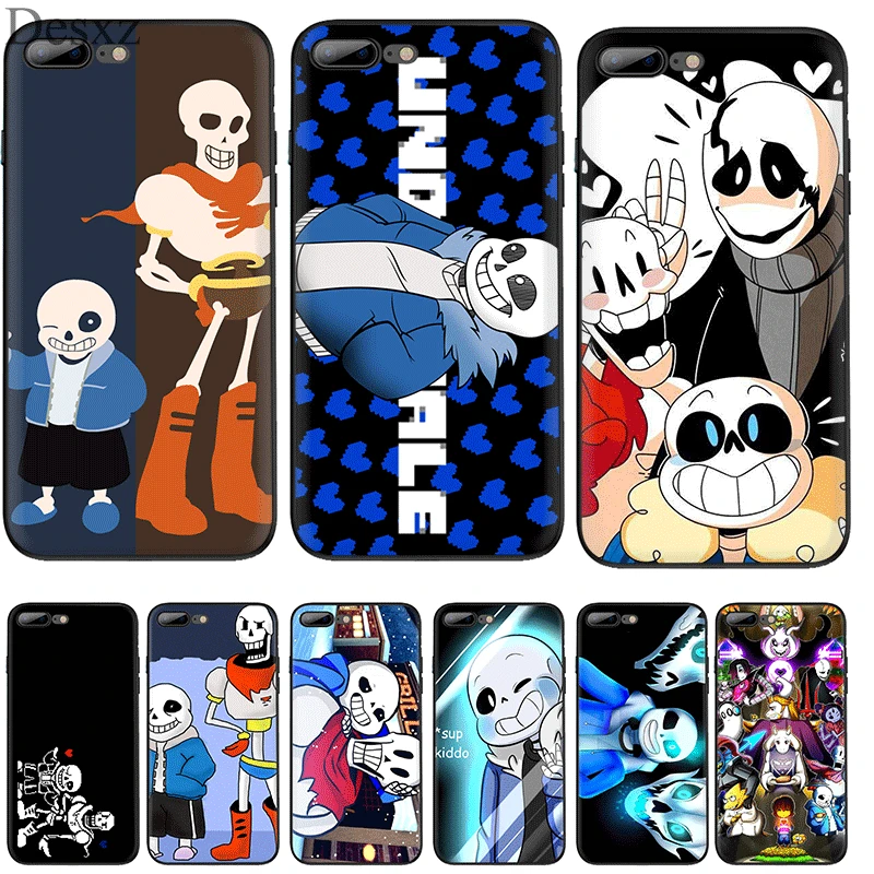 Черный мягкий ТПУ чехол Папирус из андертейл Санс для iPhone 11 Pro 5 5S SE 6 6s 7 8 Plus X XS XR Max