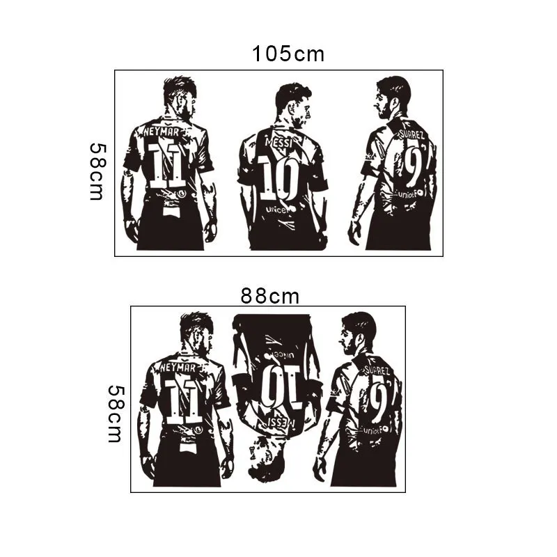 Водонепроницаемая Настенная Наклейка Messi Suarez Neymar ПВХ MSN Футбольная звезда 1 10 шт.