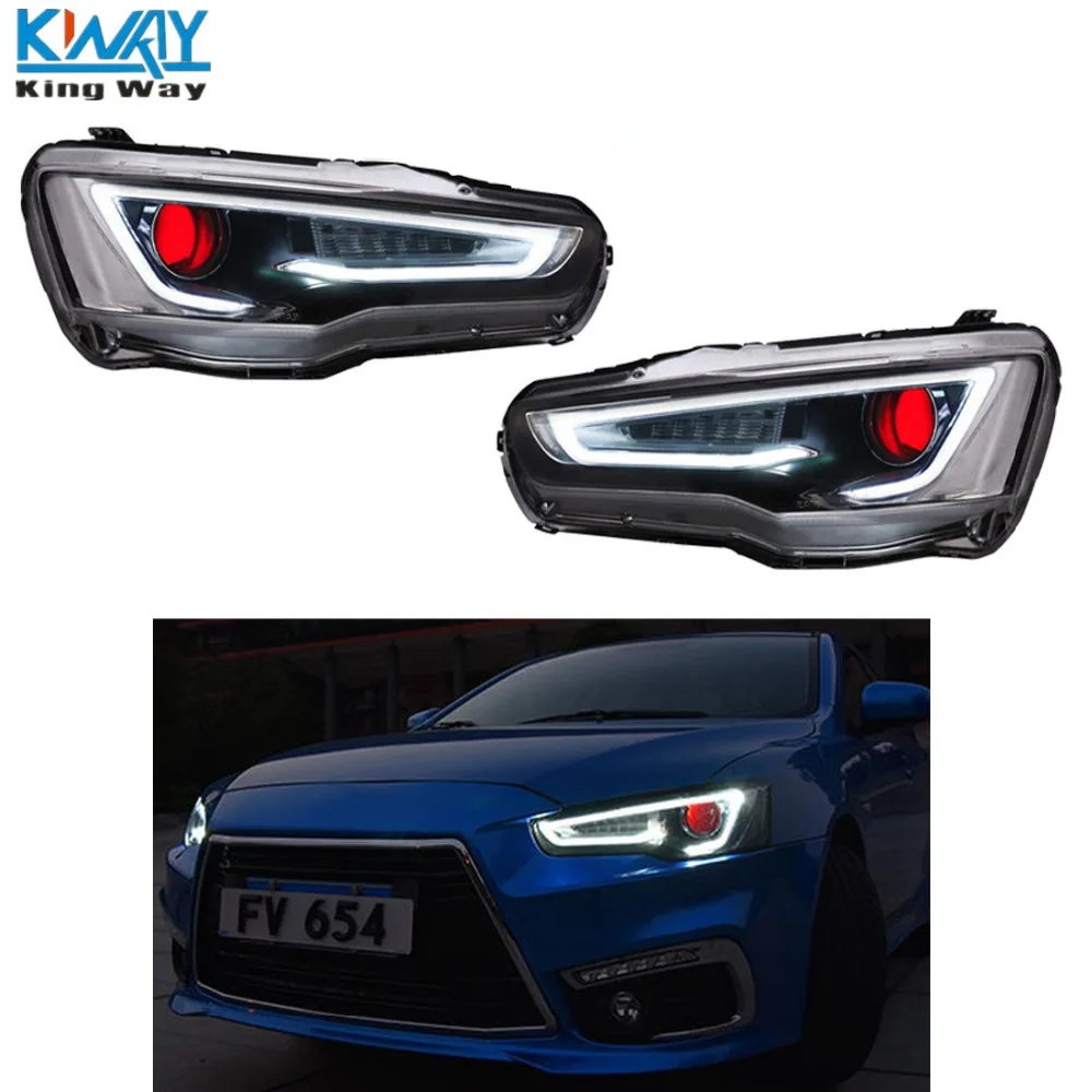 Бесплатная доставка King Way фары лампа для Mitsubishi Lancer EVO 2008 2016 LED Red Eye DRL|lamp for|lamp lamplamp