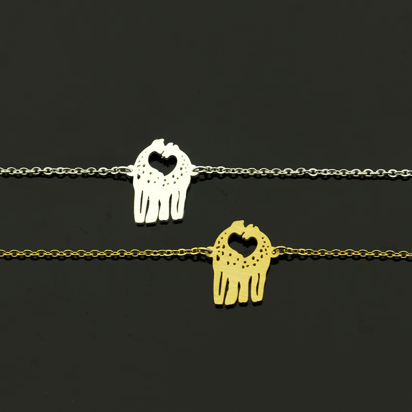 DCTVICT 10pcs/lot Heart Charm Love Giraffe Bracelets For Women Lady Kids Animal Jewelry Stainless Steel Gold Color Pulseras | Украшения и