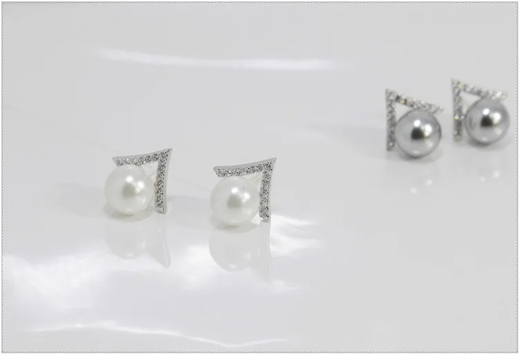 

New Arrivals Fashion 925 Sterling Silver Pearl With Crystal Stud Earrings For Women Jewelry Pendientes Brincos Free Shipping