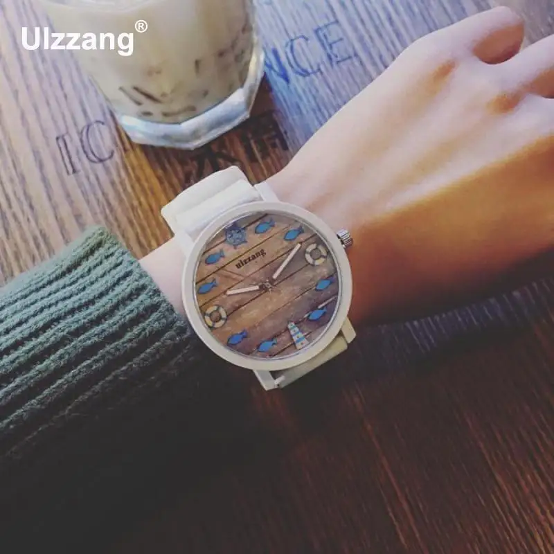 Мягкие резиновые кварцевые наручные часы 2018 с милыми фруктовыми рыбками и