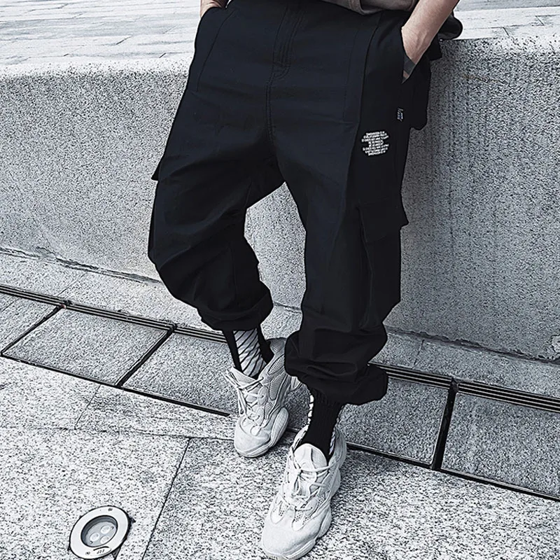 Повседневные Мужские штаны 2018 шаровары спортивные с лентами и боковыми