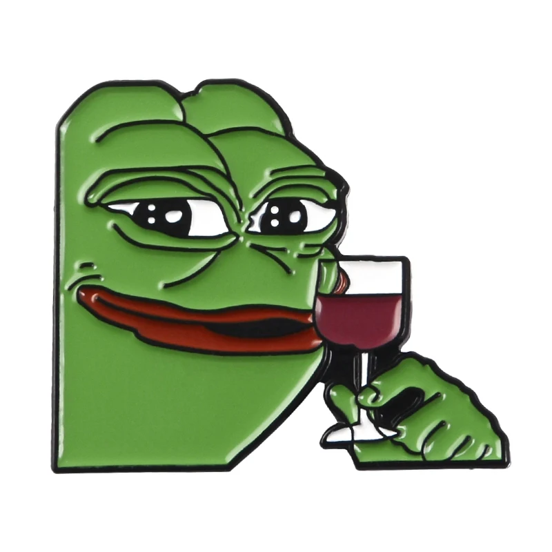 wine 11 видов стилей эмалированные булавки Pepe the Frog Meme в виде пирамиды, забавные броши в виде животных, значки, ювелирные изделия, подарки для друзей - Окраска металла: wine