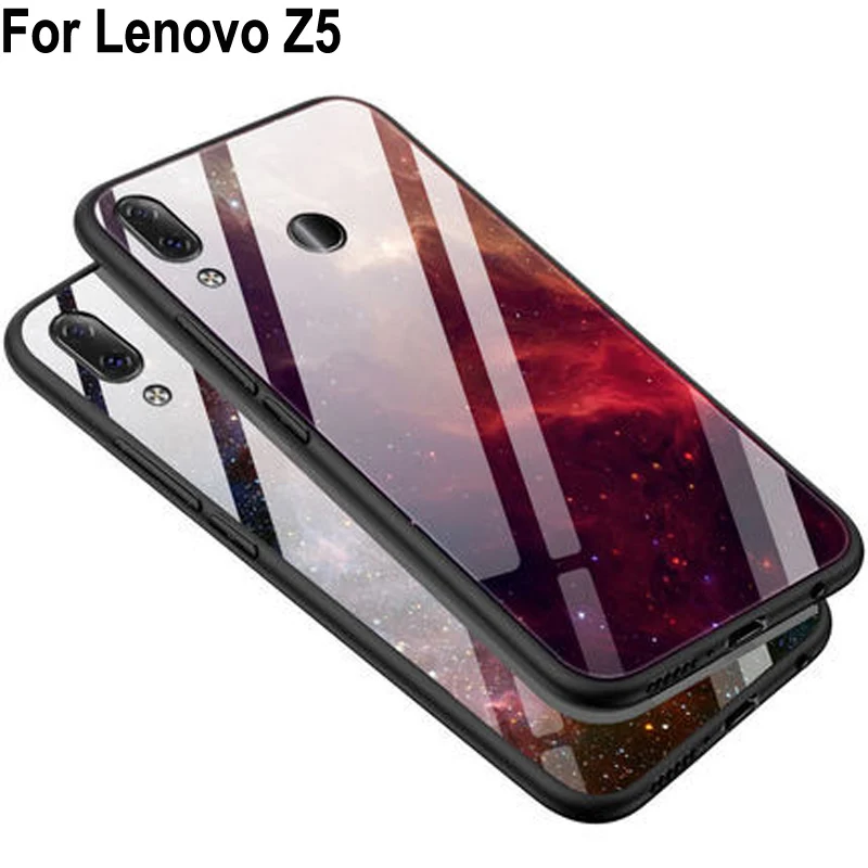 Роскошный чехол из закаленного стекла для lenovo Z5 мягкая силиконовая рамка жесткая