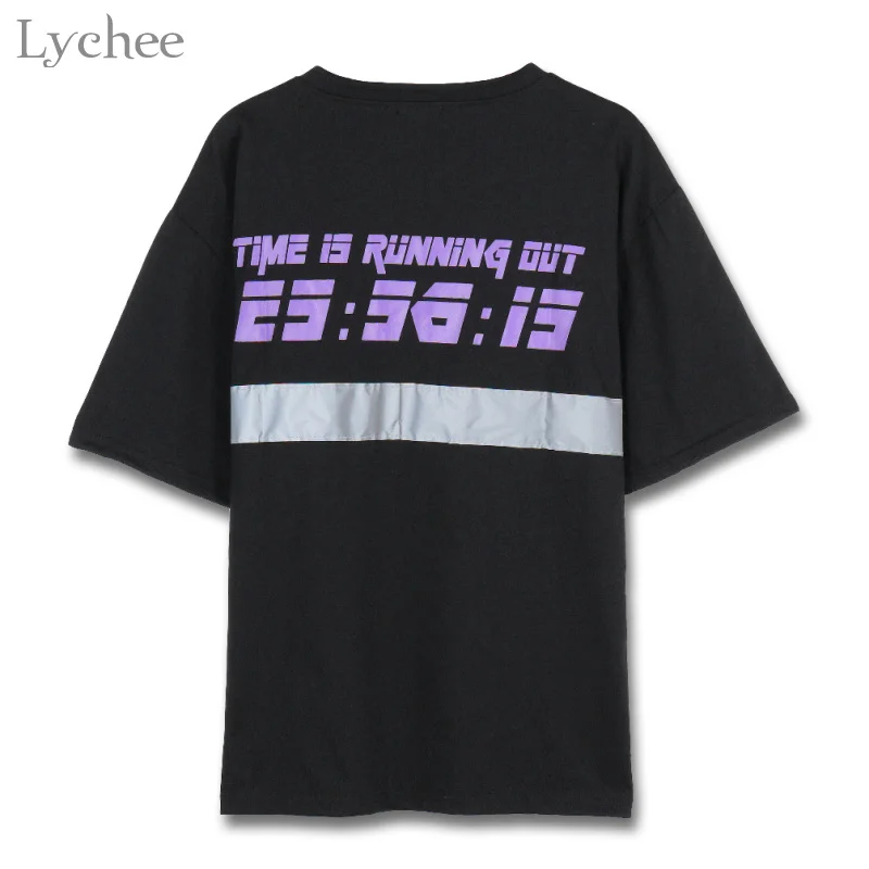 Lychee Летняя женская футболка в стиле Харадзюку панк Повседневная Свободная с