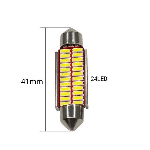 41mm 24led HYZHAUTO 10 шт. гирлянда 31 мм 36 мм 39 мм 41 мм светодиодный лампы C5W C10W автомобильное светодиодное освещение для чтения белый Canbus 4014 SMD авто дверь багажник - Испускаемый цвет: 41mm 24led