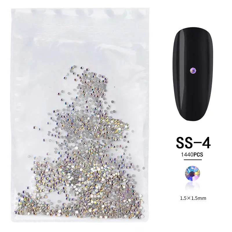SS4 (1440pcs) 1440 шт. SS3-SS20 Звездное AB Стразы для ногтей 3d головистой формы Стекло Стразы non HotFix с украшением в виде кристаллов Шарм Nail Art Блеск украшения - Color: SS4 (1440pcs)