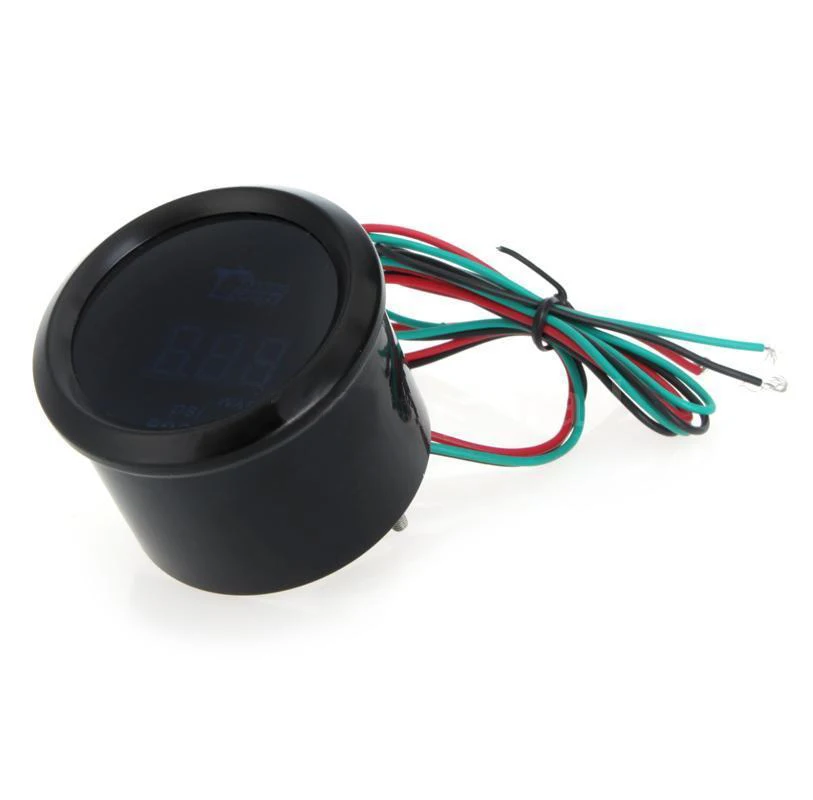 2 &quot52 мм Тахометр Датчик черный В виде ракушки голубой светодиодной подсветкой