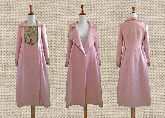 Pink long Линетт's chinoiseroy зимнее оригинальное дизайнерское женское винтажное толстое мохеровое шерстяное пальто - Цвет: Pink long