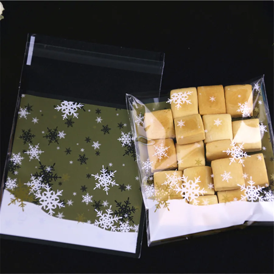 

New Design 100pcs/lot 10x13cm Christmas Saco De Presente New Year Cookies Gift Packaging Bags Plastic Self Adhesive Bags