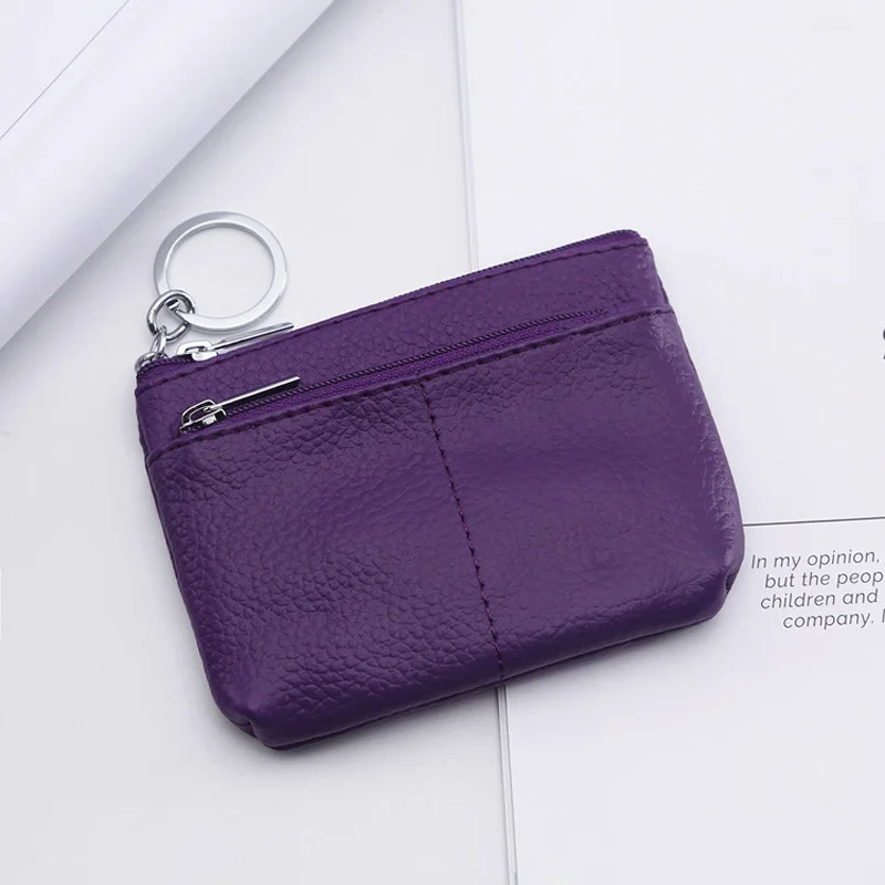 Purple BLEVOLO роскошный короткий кошелек из натуральной кожи мини на молнии Мягкие бумажники сумки для ключей унисекс Подарочный Кошелек для монет для денег карман тонкие кошельки - Цвет: Purple