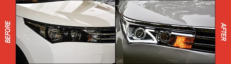 Автомобиль Стайлинг для Corolla фары- светодиодный светодиодные дневные ходовые огни на передних фарах динамический сигнал Hella 5 Биксеноновая объектив проектора Hid D2H