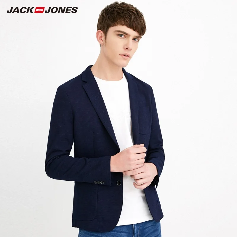 JackJones мужской 100% хлопок зубчатый лацкан Slim Fit Блейзер E | 218108523|Пиджаки|