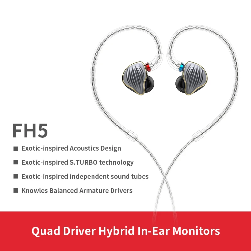 FiiO FH5 Knowles съемный кабель MMCX Дизайн Quad Driver Hybrid HIFI наушники 3 5 мм для iOS и