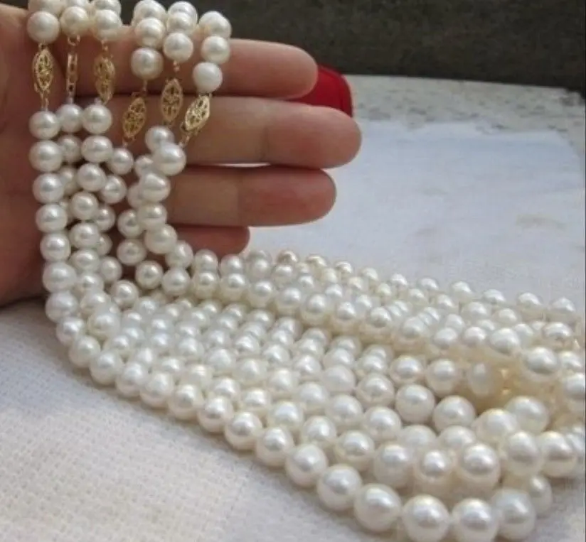 FREE SHIPPING HOT sell new Style wholesale 6 Strands 8-9mm white south sea pearl necklace 17