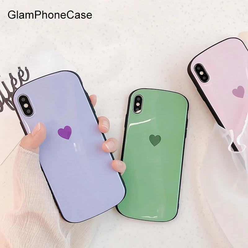 Glam чехол для телефона простой милый чехол для телефона с сердечком для iPhone XS Max XR XS X 8plus 8 7plus 7 6 S/6 Plus мягкая задняя крышка из ТПУ
