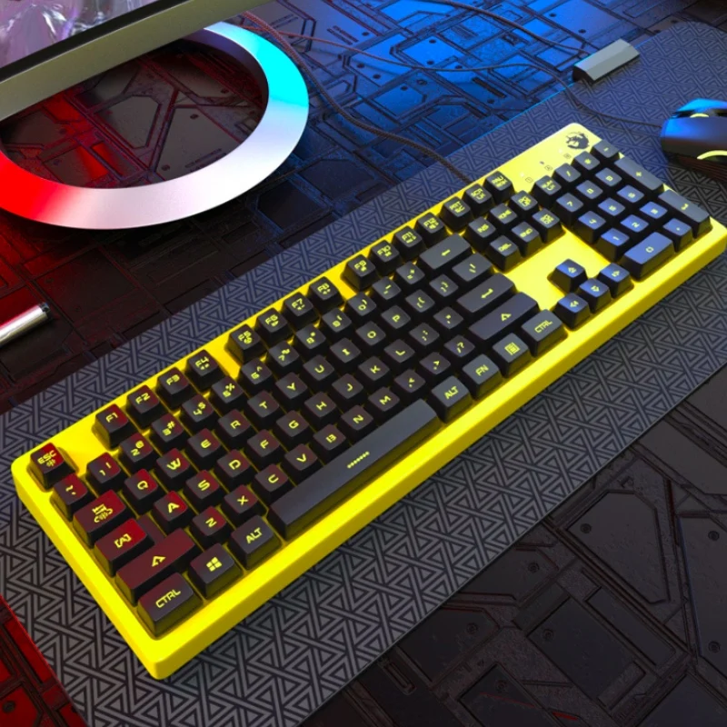 Игровая клавиатура 104 Keycaps Водонепроницаемая Бесшумная клавиатура компьютерная геймерская USB Проводная для настольного ноутбука для домашнего офиса