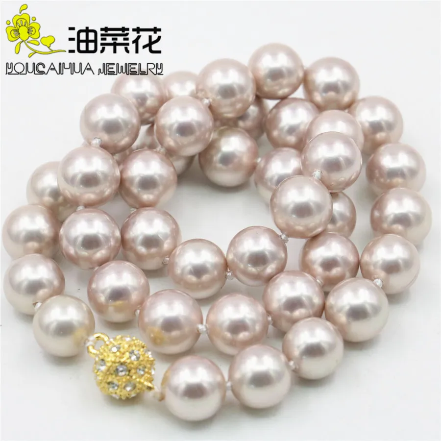 

Beautiful Natural 10MM Multi Color Sea Shell Pearl Necklace 18'' DIY Hand Made Fashion Jewelry Making Design Mother's Day Gifts