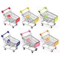 mini shopping cart basket storage toys supermarket trolley holder office desk storage cart baby toy handcart accessories