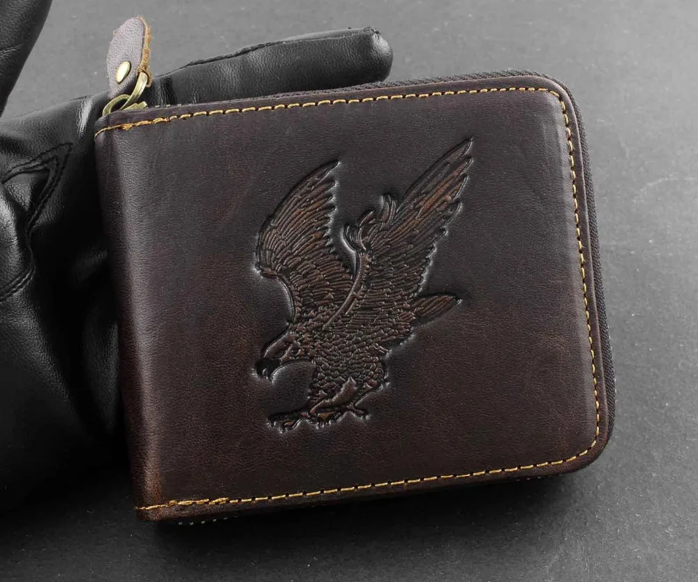Мужской кошелек с двойной молнией Eagle Стильный деловой клатч из натуральной