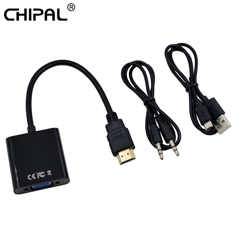 Адаптер CHIPAL для преобразователя HDMI VGA с аудиокабелем 3 5 мм + блок питания USB Xbox 360 ПК
