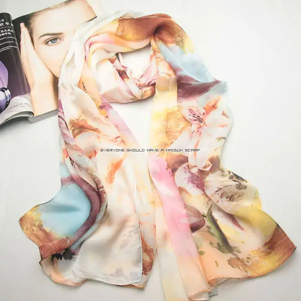 100 silk 10mm Fashion 180X70cm long georgette satin scarf | Аксессуары для одежды
