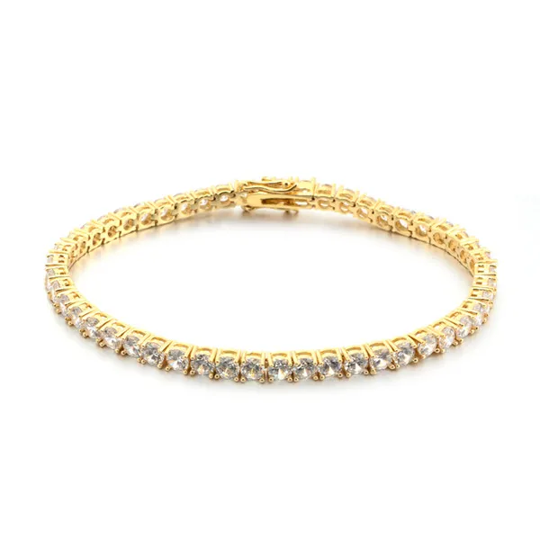 18k gold SDA Мужская Рок Bling Iced Out теннисная цепочка Установка AAA CZ камень ряд браслет и ожерелье Золото Мужская цепочка наивысшего качества B1756 - Окраска металла: 18k gold