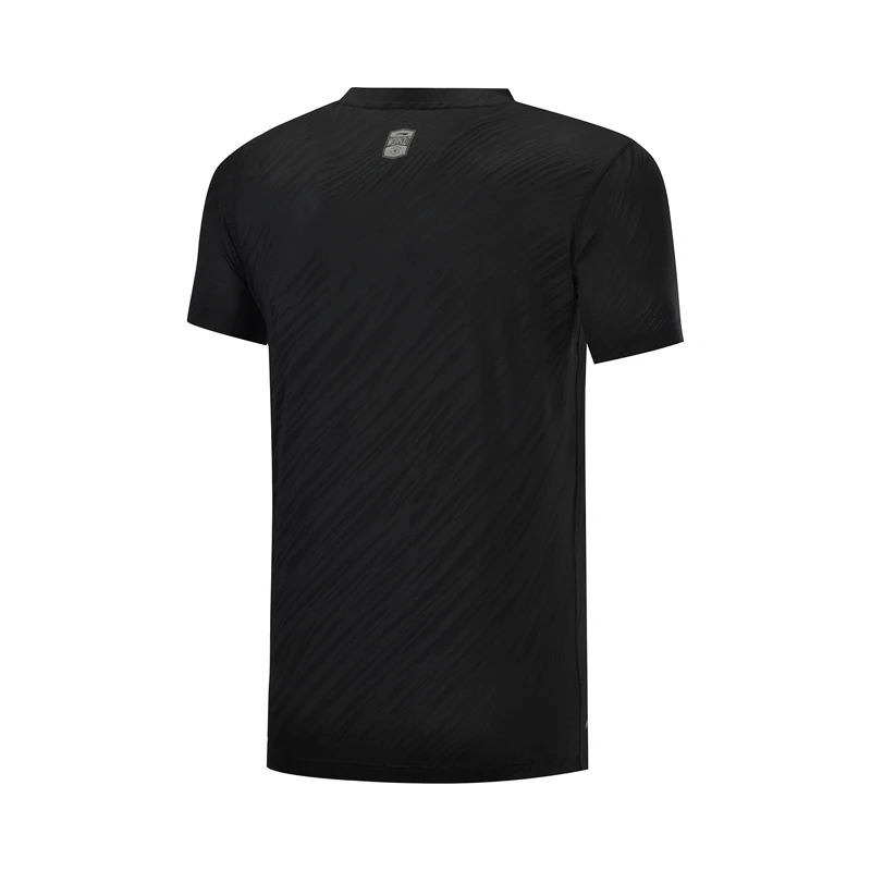 Li-Ning мужской тренировочный топ с коротким рукавом, 90% полиэстер, 10% спандекс, спортивные футболки с подкладкой, обычная посадка, футболки ATSP075 MTS3103