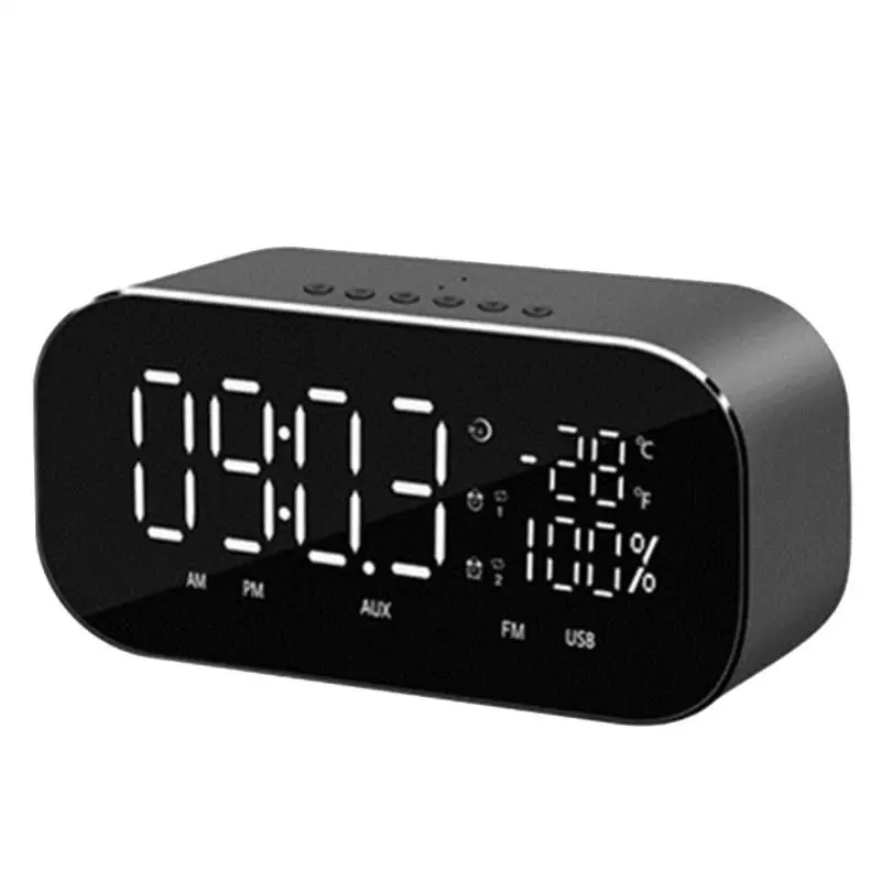 Портативный Bluetooth динамик поддержка температуры ЖК-дисплей FM радио Будильник беспроводной стерео сабвуфер музыкальный плеер