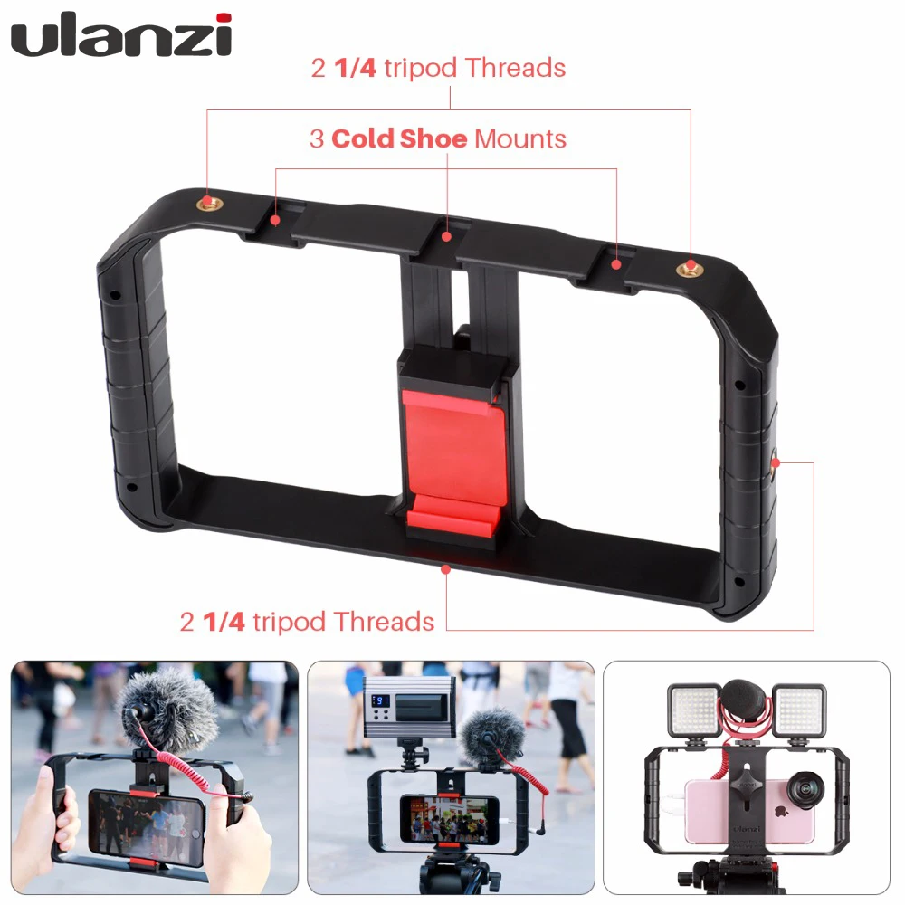 Ulanzi смартфон ручка Rig тройной Горячий башмак крепления видео стабилизатор Vlog для