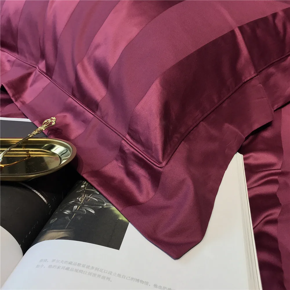 Luxury 10cm satin stripe duvet cover set for home textiles 4pcs 100% Cotton Sateen bedding sets tribute silk quilt covers sheets | Дом и сад