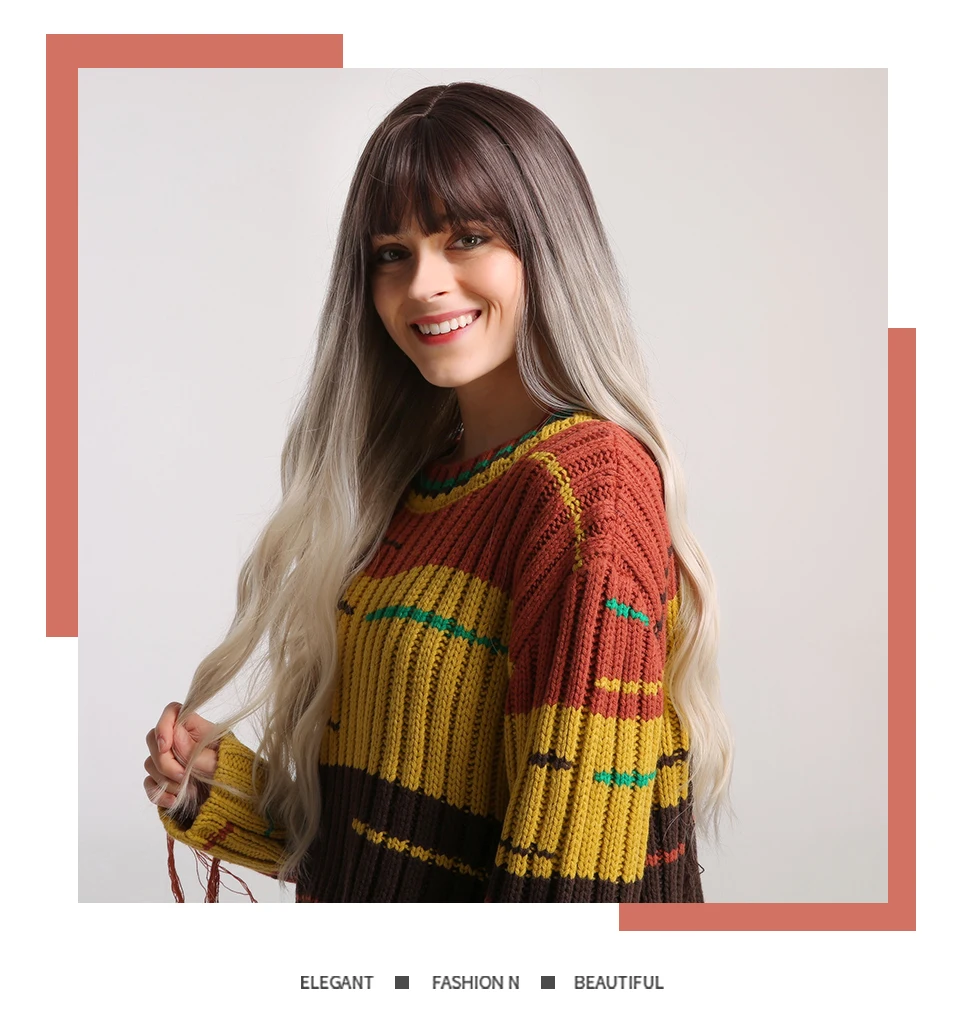 Inhair Cube женский парик темно-коричневый корень Омбре Красный Длинные волнистые термостойкие синтетические волосы парики для женщин использование и косплей бесплатные подарки