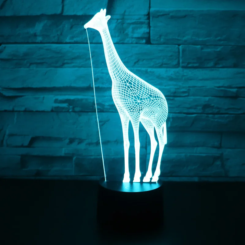 3D LED ночник Жираф Олень с 7 видов цветов свет для украшения дома лампа