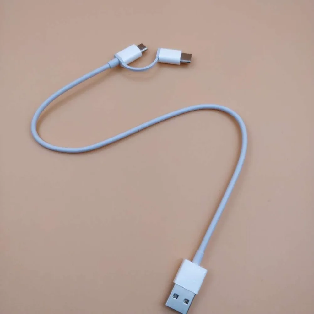 30 см оригинальный 2 в 1 Xiaomi кабель Micro USB Type C короткий Быстрый зарядный для mi powerbank 8