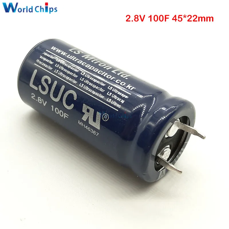 Супер фарад конденсатор 2 8 В 100F 45*22 мм низкая ESR высокая частота 2.8V100F 45x22 Ultracapacitor