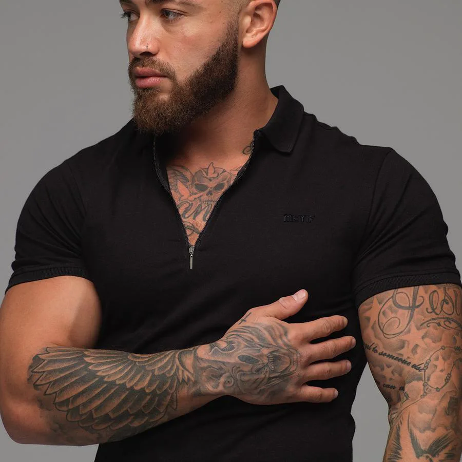 Muscle Brothers Мужская Новая деловая Спортивная Фитнес Повседневная трендовая приталенная рубашка-поло с коротким рукавом