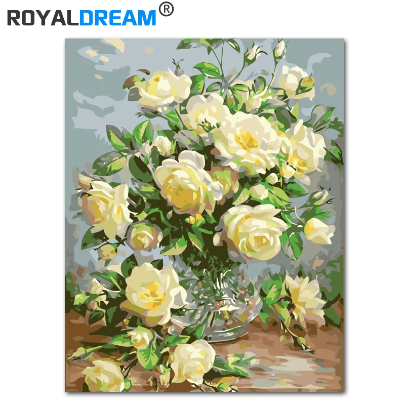ROYALDREAM цветочный Нефрит DIY Набор для рисования по номерам краска современное