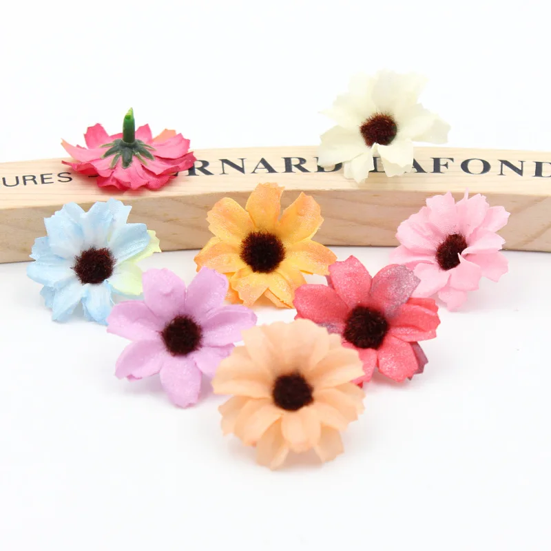 50 шт./лот 3 5 см шелковые маргаритки букет цветов подсолнуха украшение для дома