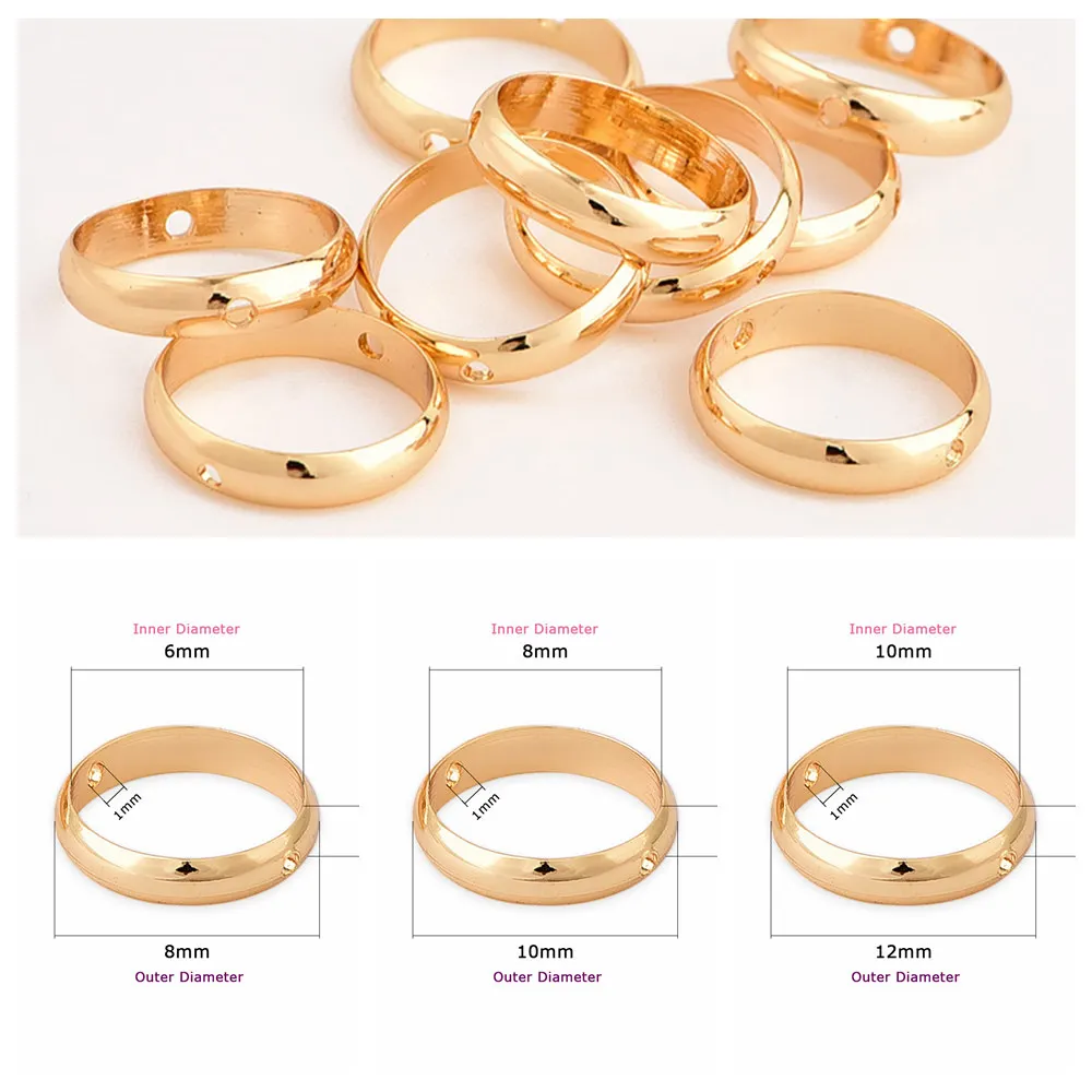 10Pcs 6MM 8MM 10MM Natural Stone Spacer Beads Jewelry Double Hole Circle Ring Needlework Making Connectors Gold DIY Accessories | Украшения