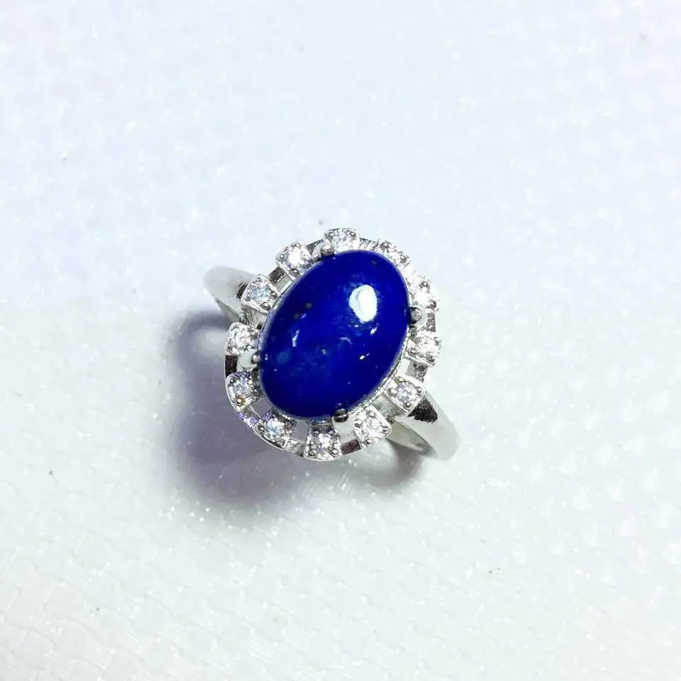 

Silver Ornaments S925 Sterling Silver Inlaid Natural Afghan Lapis Lazuli Exquisite Fashion Open Ended Ring