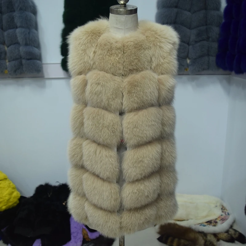 Женский Пушистый Жилет из натурального меха зимняя утепленная куртка без